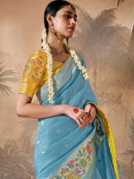 Light Blue Munga Silk Paithani Saree